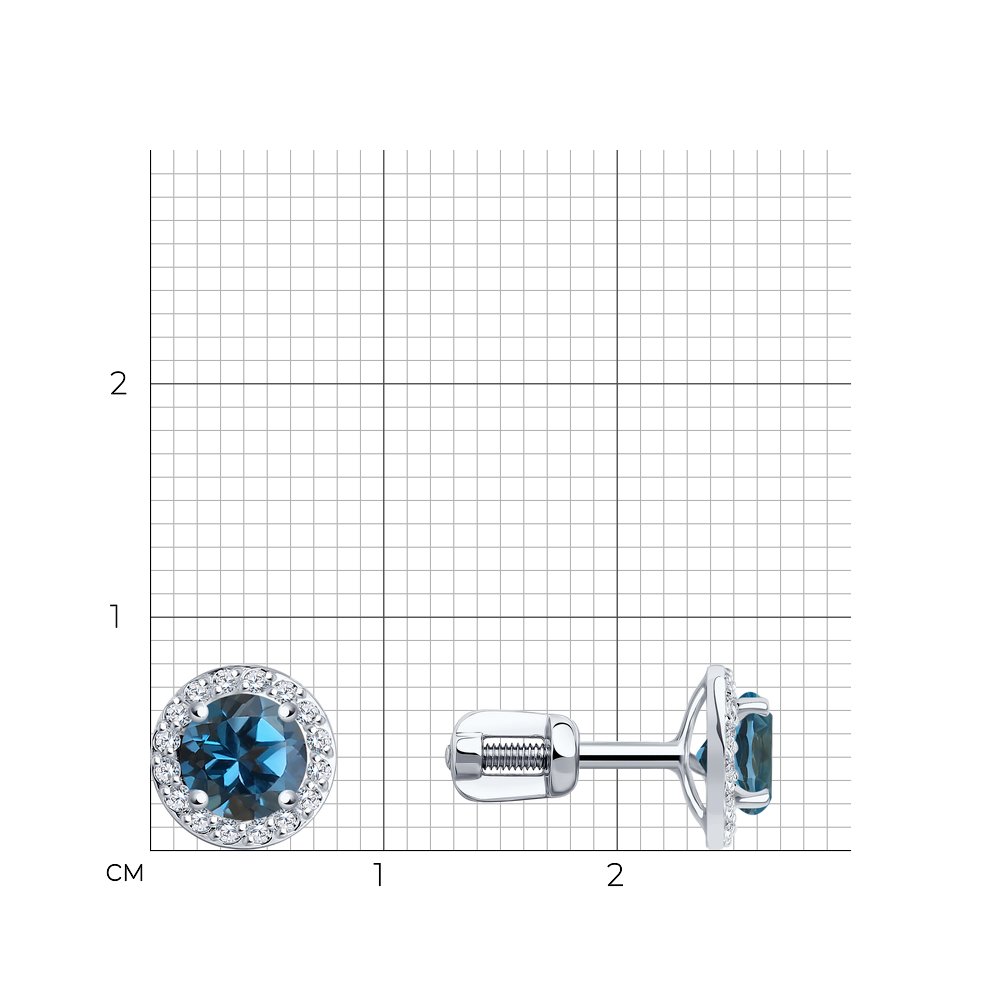 Cercei din Aur Alb 14K cu Topaz si Zirconiu, articol 727996-3, previzualizare foto 2