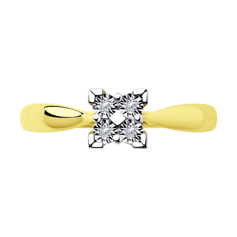Inel din Aur Galben 14K cu Diamante, articol 1011890-2, previzualizare foto 2