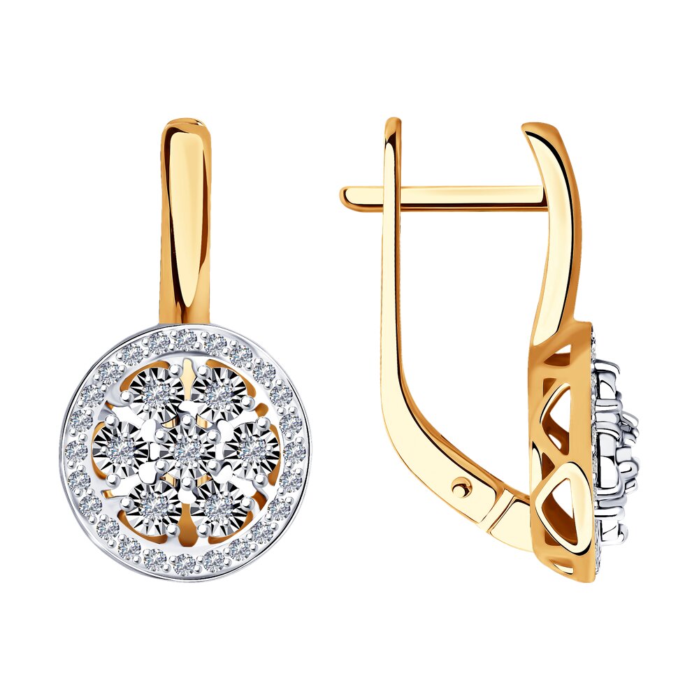 Cercei din Aur Roz 14K cu Diamante, articol 1021463, previzualizare foto 1