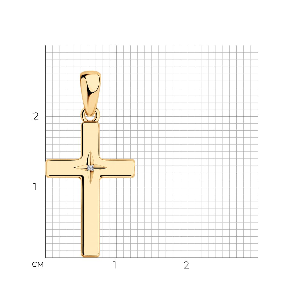 Pandantiv Cruce din Argint placat cu Aur cu Diamant, articol 87030024, previzualizare foto 2