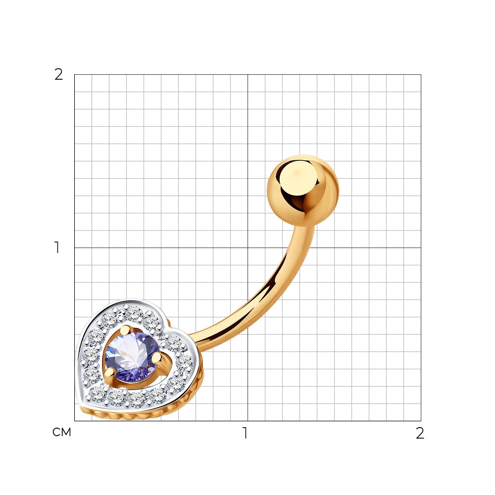 Piercing din Aur Roz 14K cu Diamante si Tanzanit, articol 6064002, previzualizare foto 2