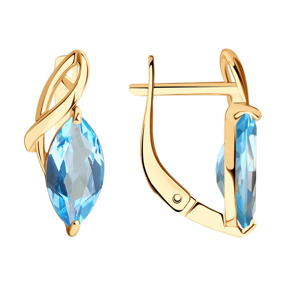 Cercei din Aur Roz 14k cu Topaz, articol 727823, previzualizare foto 1