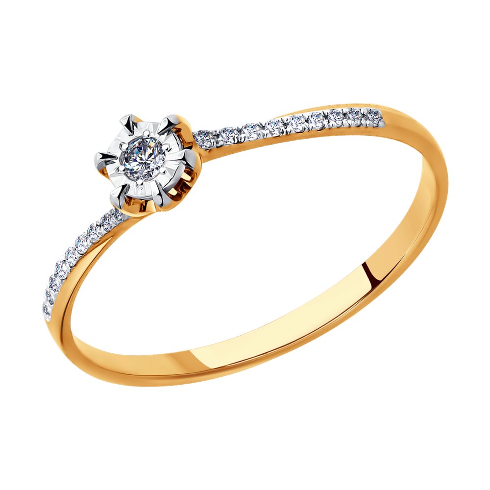 Inel din Aur Roz 14K cu Diamante, articol 1011408, previzualizare foto 1