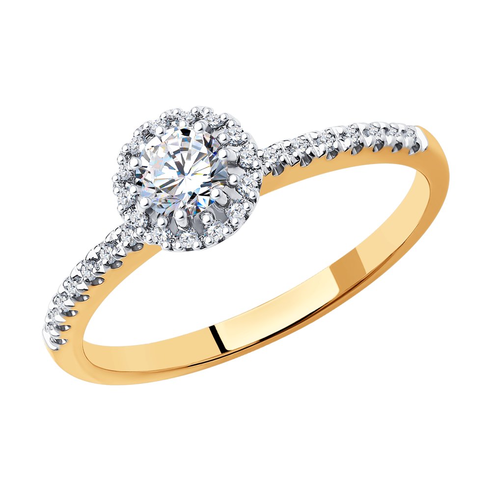 Inel de logodna din Aur Roz 14K cu Diamante, articol 1012131, previzualizare foto 1