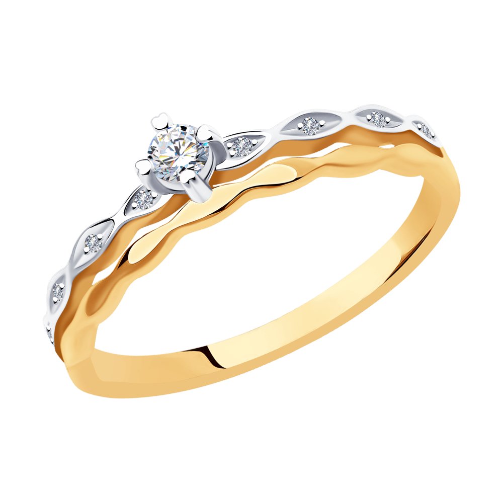 Inel din Aur Roz 14K cu Diamante, articol 1012036, previzualizare foto 1