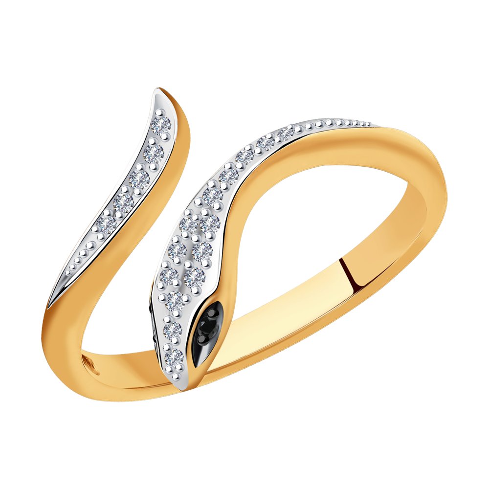 Inel din Aur Roz 14K cu Diamante ""Sarpe"", articol 7010066, previzualizare foto 1