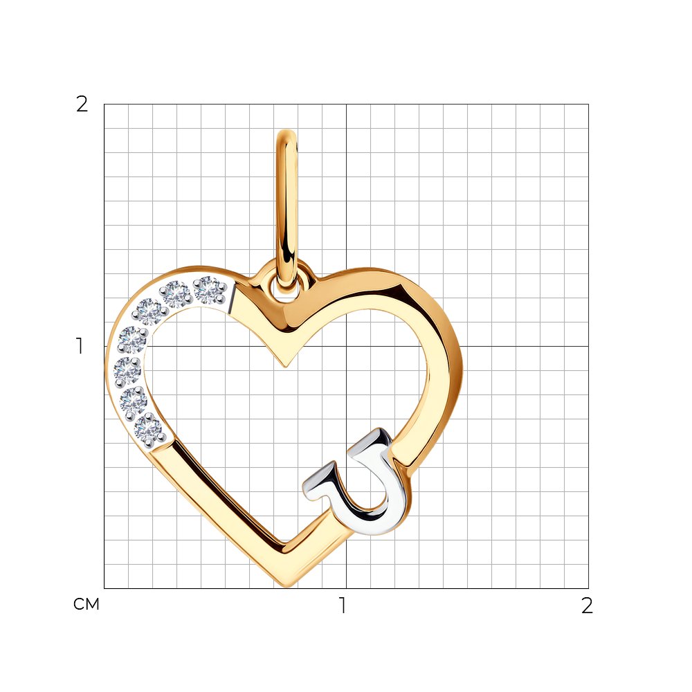 Pandantiv din Aur Roz 14K cu Zirconiu „Inima”, articol 036181, previzualizare foto 2