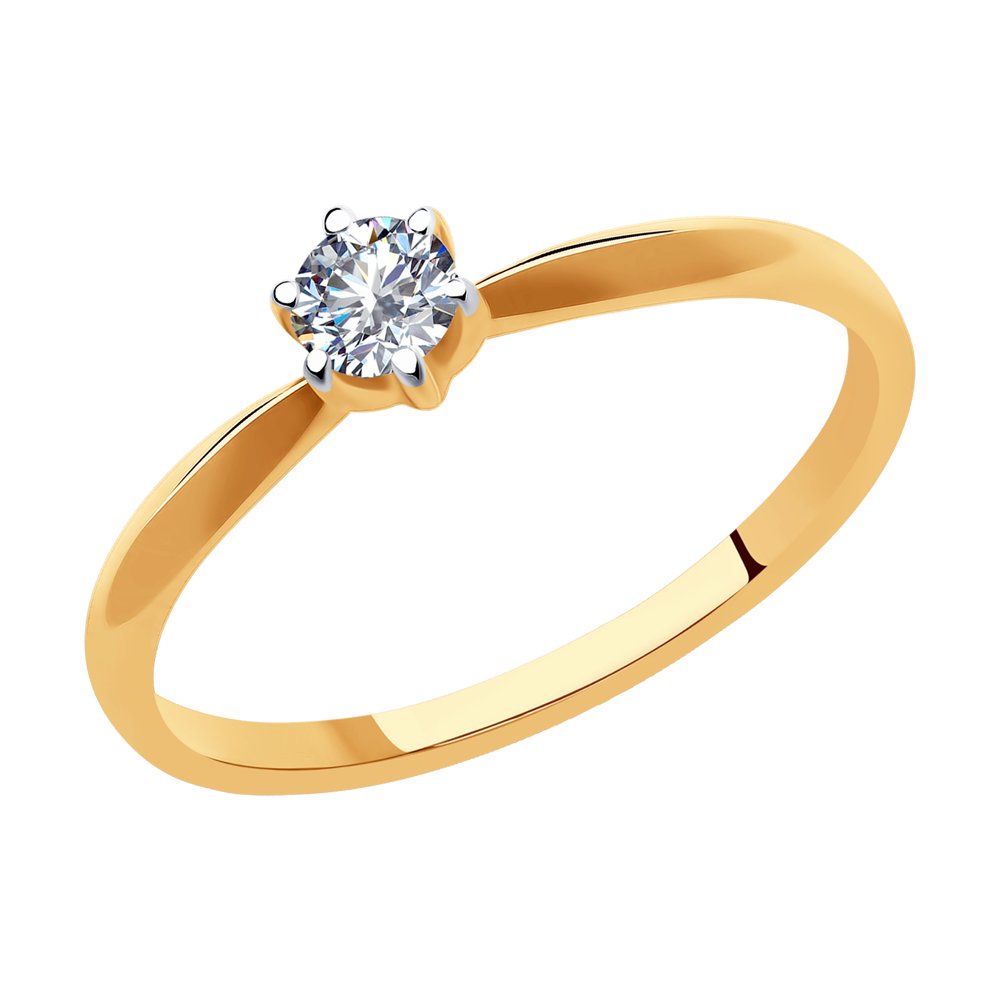 Inel din Aur Roz 14K cu Diamant, articol 1011918, previzualizare foto 1