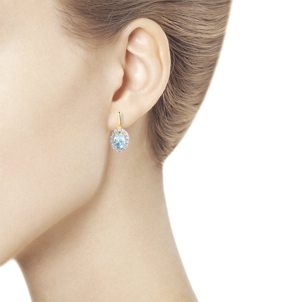 Cercei din Aur Roaz 14K cu Topaz si Zirconiu, articol 727522, previzualizare foto 5