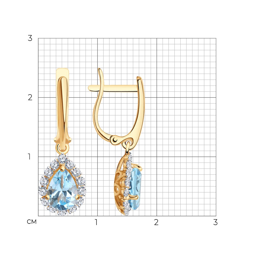 Cercei din Aur Roz 14K cu Topaz si Zirconiu, articol 728132, previzualizare foto 2