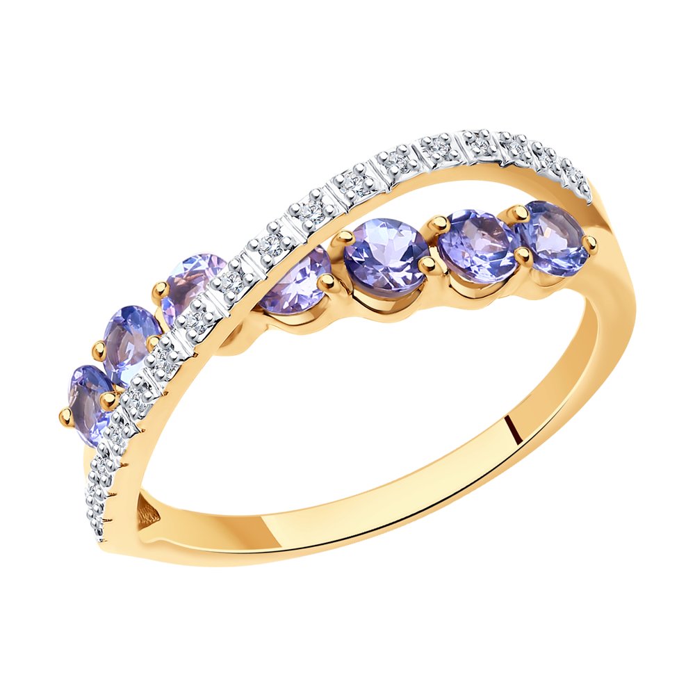 Inel din Aur Roz 14K cu Diamante si Tanzanit, articol 6014178, previzualizare foto 1