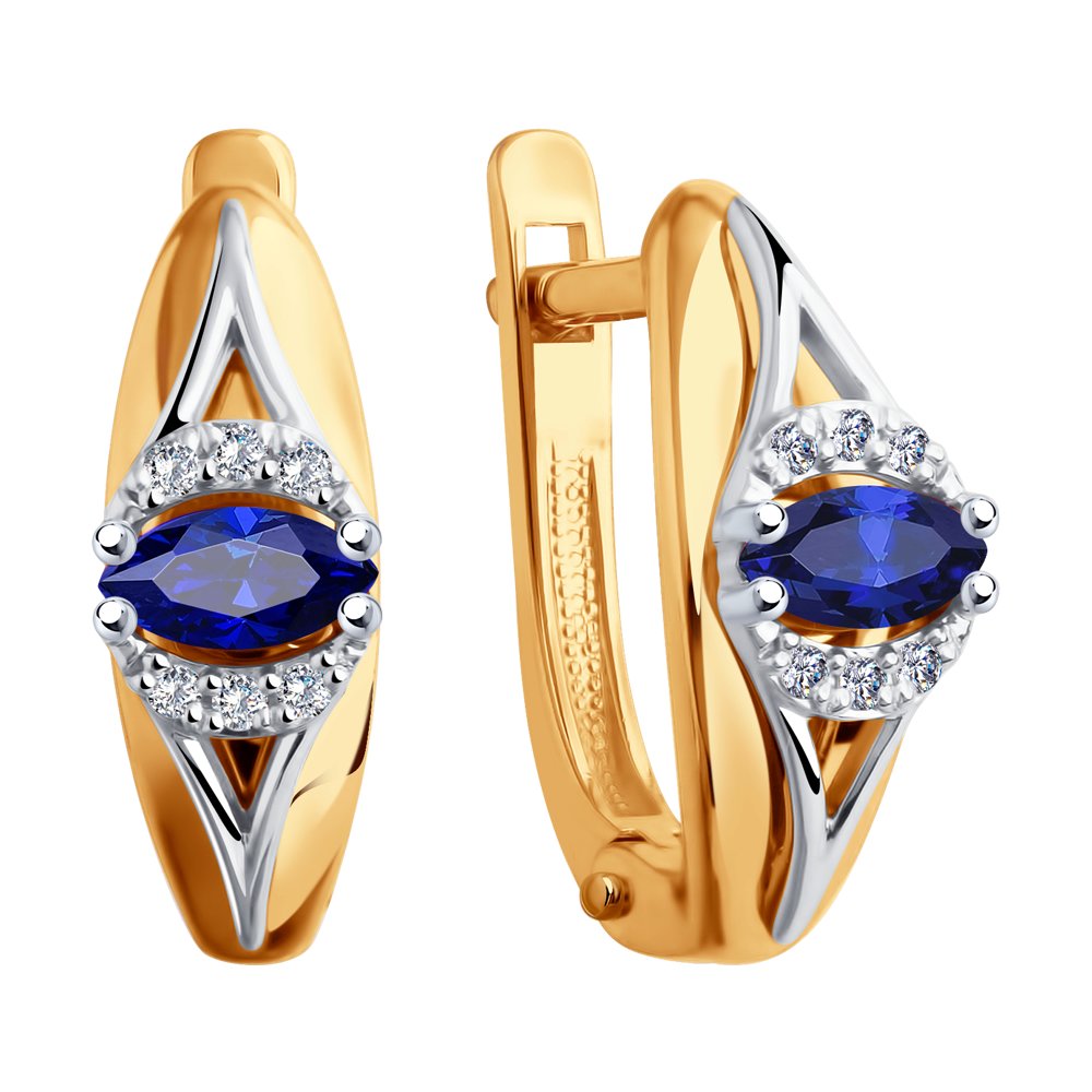 Cercei din Aur Roz 14K cu Diamante si Safir, articol 2020775, previzualizare foto 2