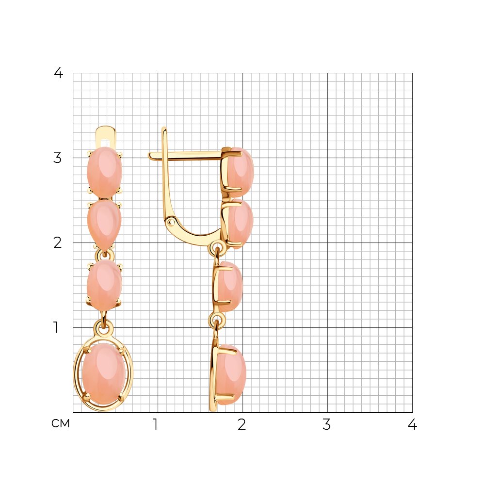 Cercei din Aur Roz 14K cu Opal roz natural, articol 727845, previzualizare foto 2