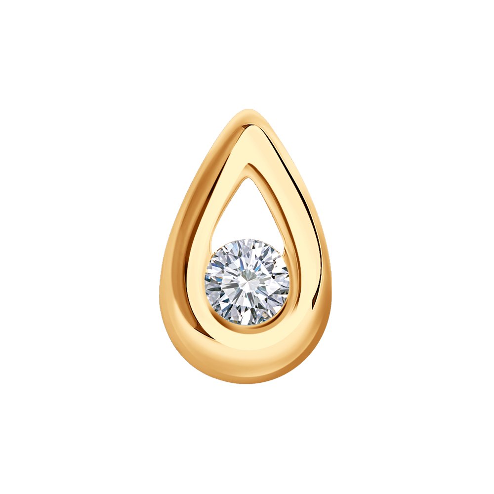 Pandantiv din Aur Roz 14K cu Diamant, articol 1030439, previzualizare foto 1