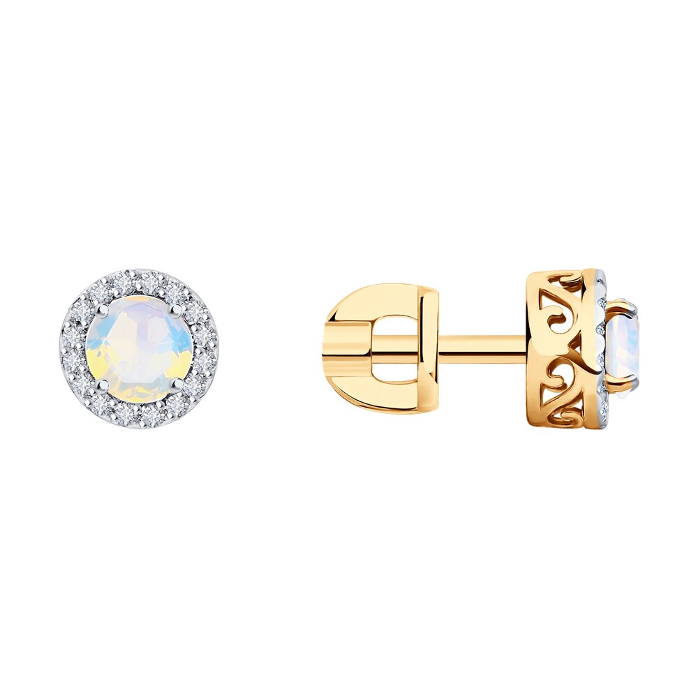 Cercei din Aur Roz 14K cu Opal si Diamante, articol 6024198, previzualizare foto 1