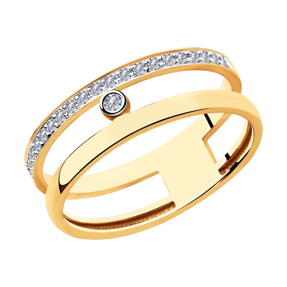 Inel din Aur Roz 14K cu Diamante, articol 1011933, previzualizare foto 1