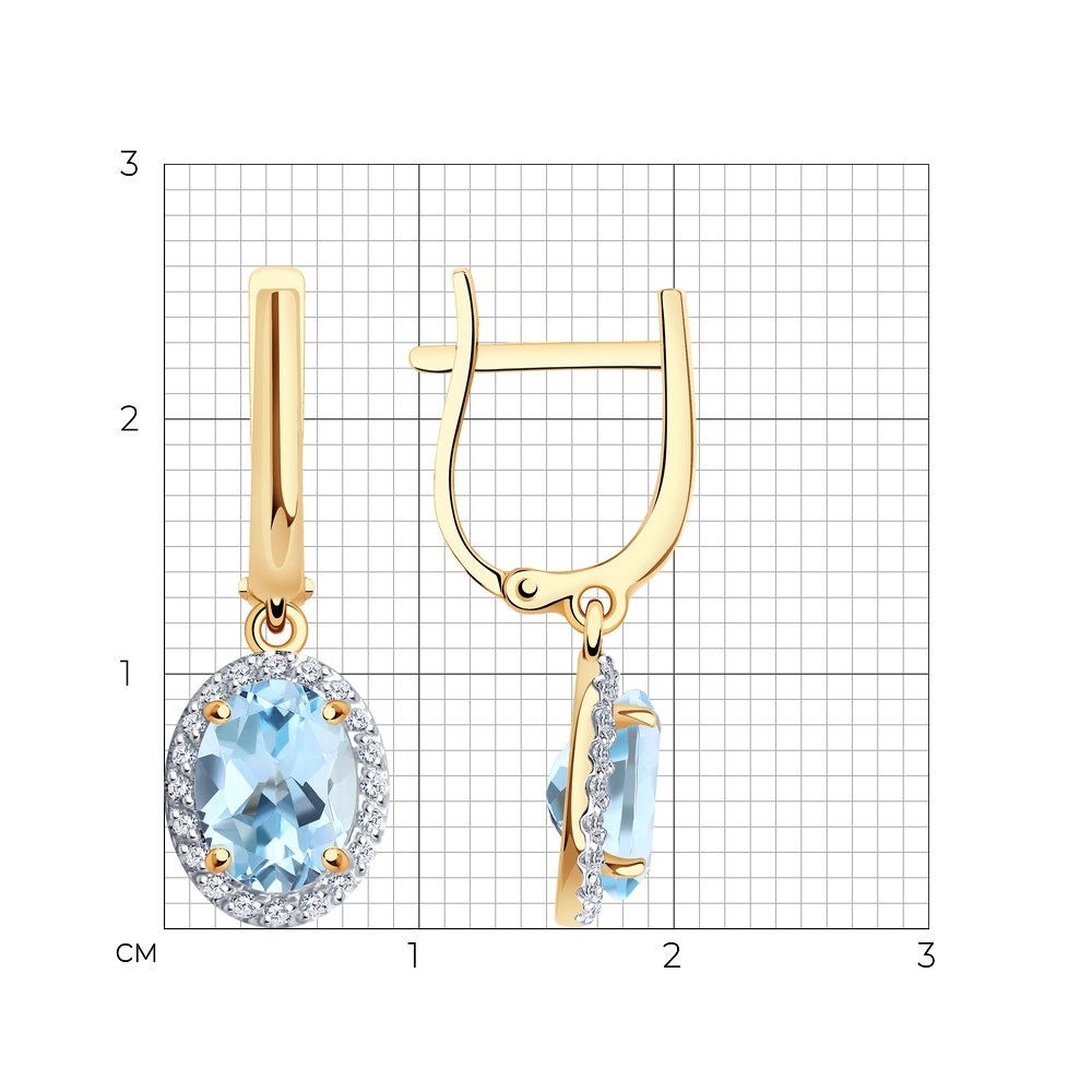 Cercei din Aur Roz 14k cu Topaz si Zirconiu, articol 727912, previzualizare foto 2
