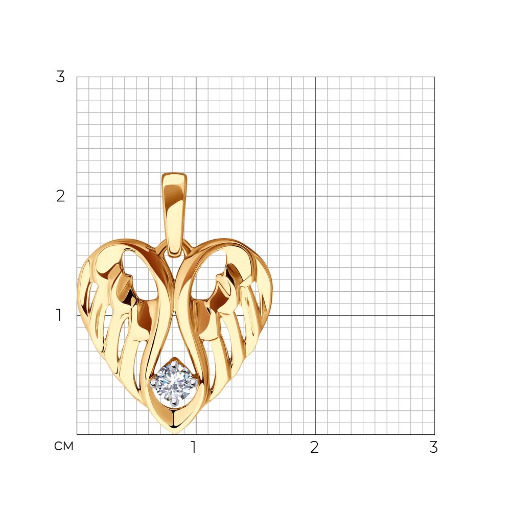 Pandantiv din Aur Roz 14k cu Zirconiu „Inima”, articol 036167, previzualizare foto 3