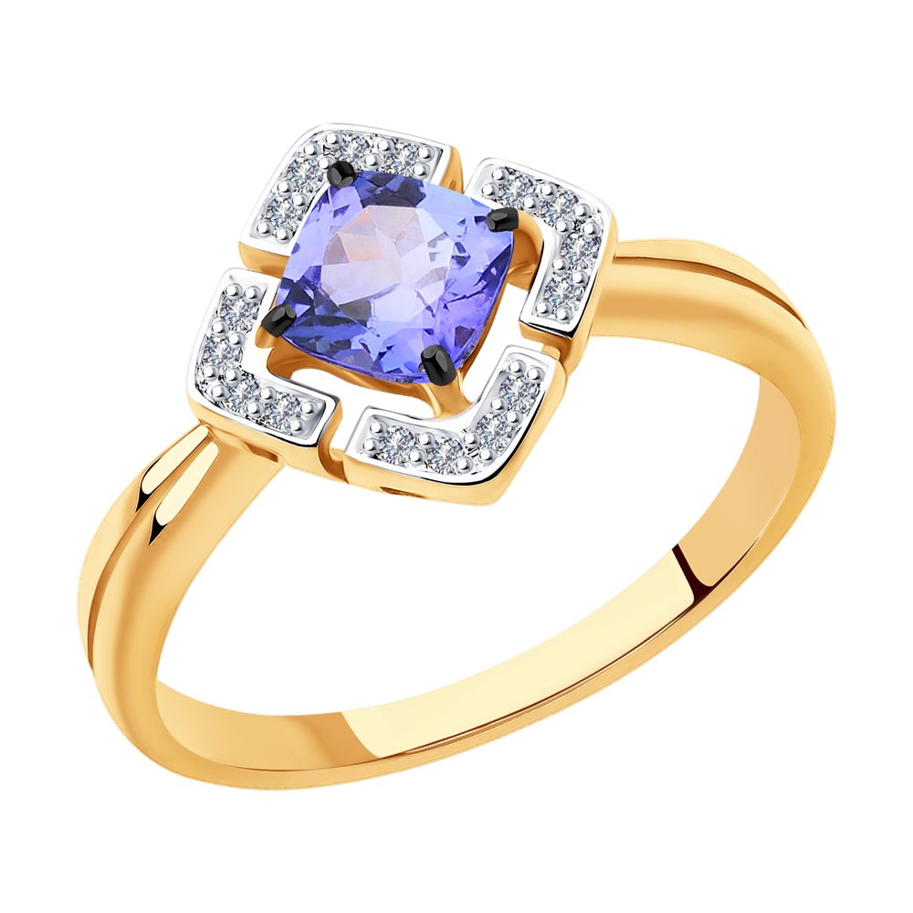 Inel din Aur Roz 14K cu Diamante si Tanzanit, articol 6014121, previzualizare foto 1