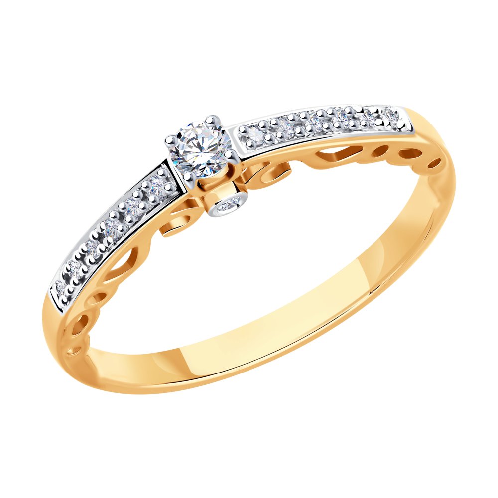 Inel din Aur Roz 14K cu Diamante, articol 1011789, previzualizare foto 1