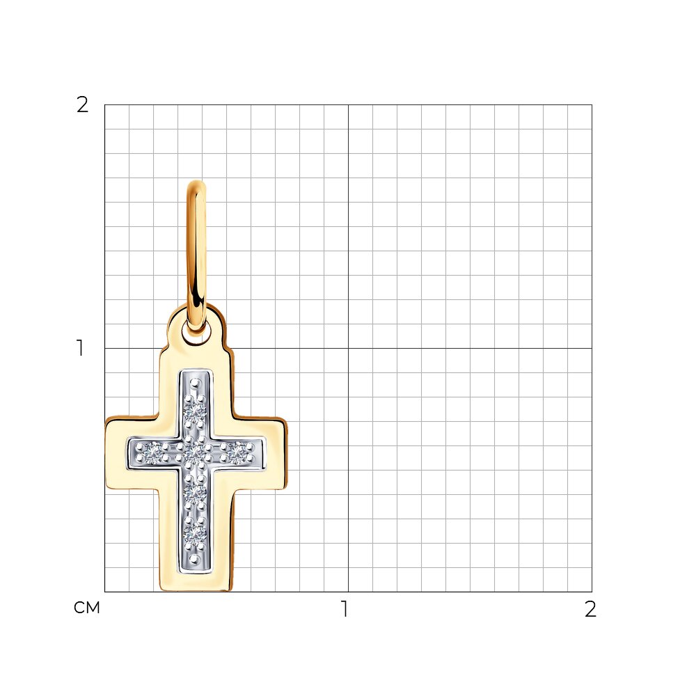 Pandantiv Cruce din Aur Roz 14K cu Diamante, articol 1030770, previzualizare foto 2
