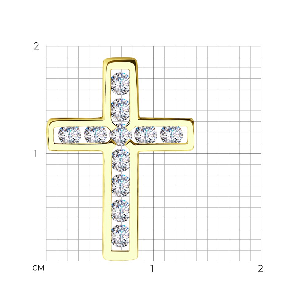 Pandantiv Cruce din Aur Galben 14K cu Diamante , articol 1030829-2, previzualizare foto 3