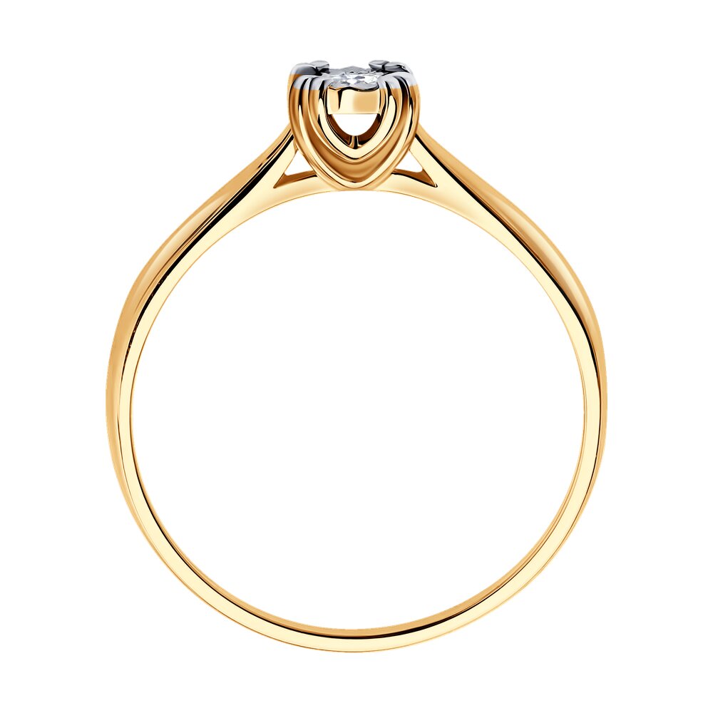 Inel din Aur Roz 14K cu Diamant, articol 1011766, previzualizare foto 2