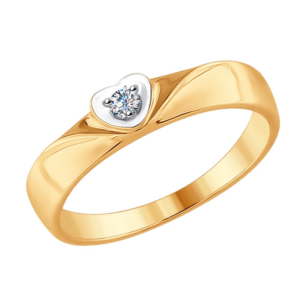 Inel din Aur Roz 14K cu Diamant, articol 1011618, previzualizare foto 1