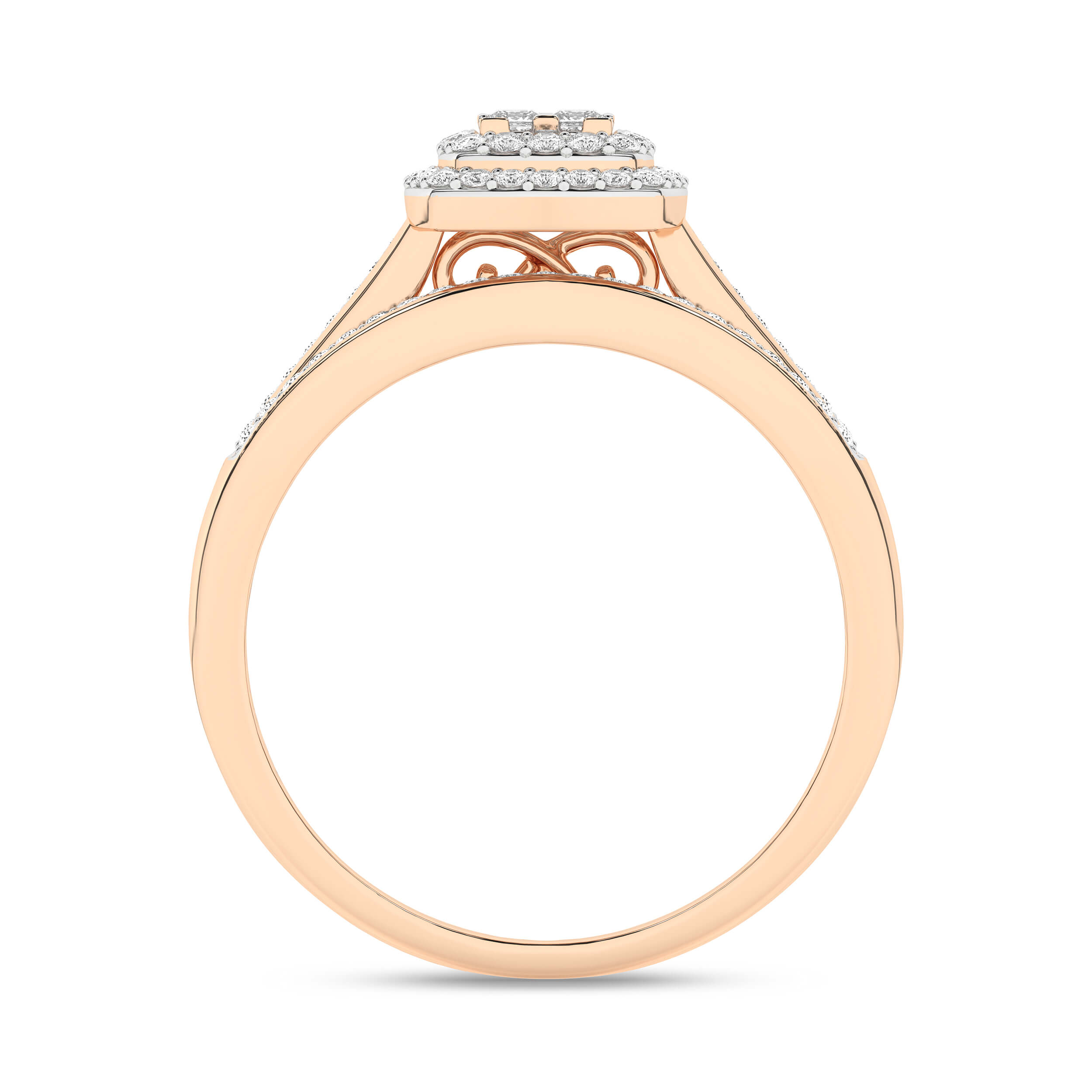 Inel de logodna din Aur Roz 14K cu Diamante 0.25Ct, articol RB13607, previzualizare foto 2