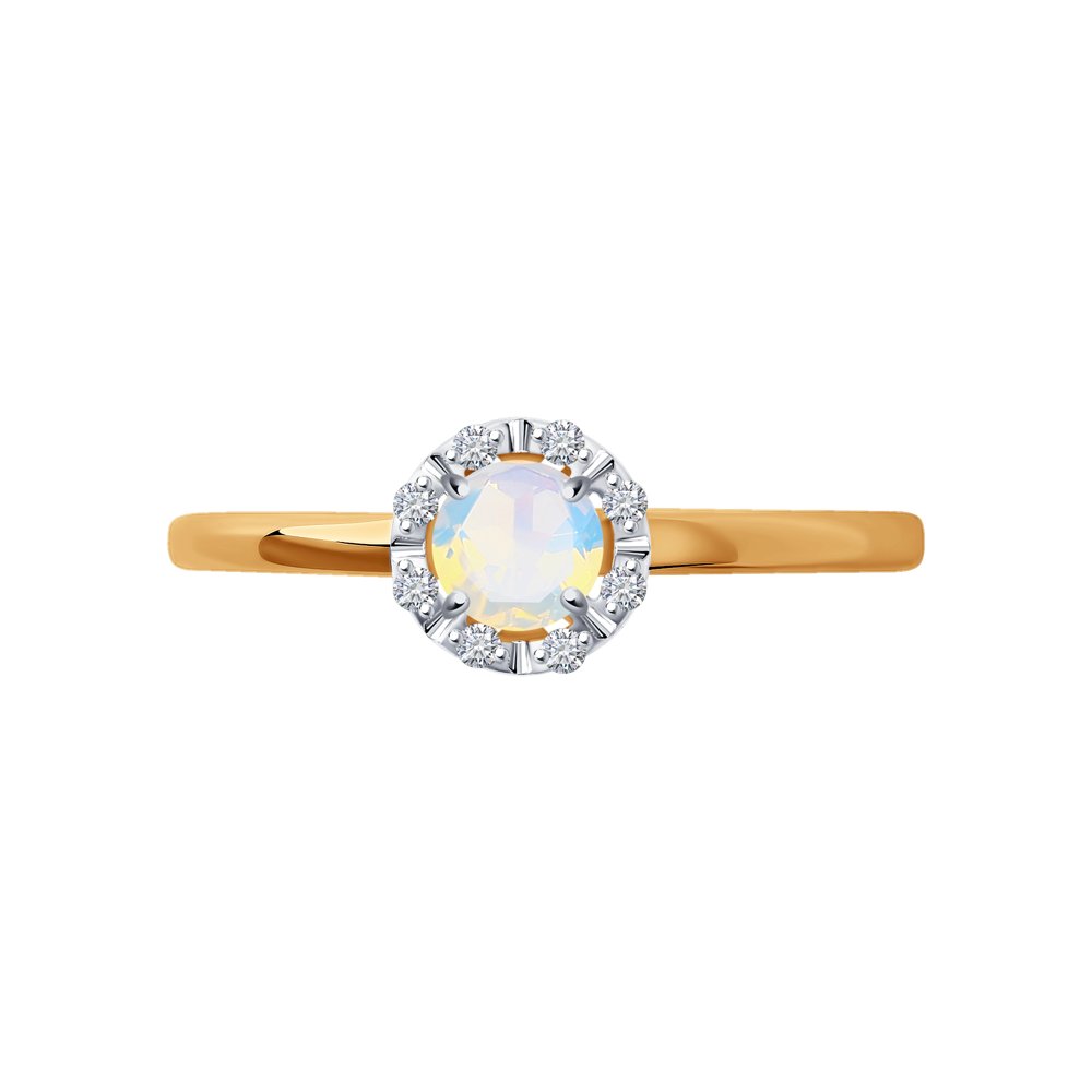 Inel din Aur Roz 14K cu Diamante si Opal, articol 6014167, previzualizare foto 2