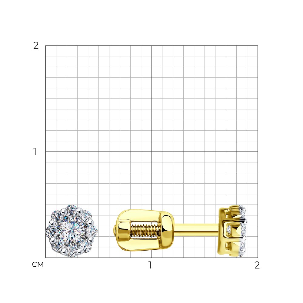 Cercei din Aur Galben 14K cu Diamante, articol 1020179-2, previzualizare foto 2
