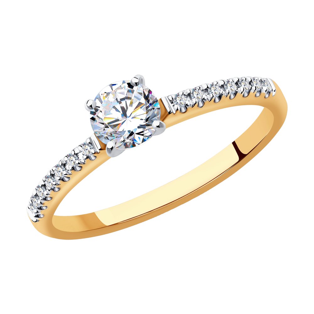 Inel din Aur Roz 14K cu Diamante, articol 9010069-36, previzualizare foto 1