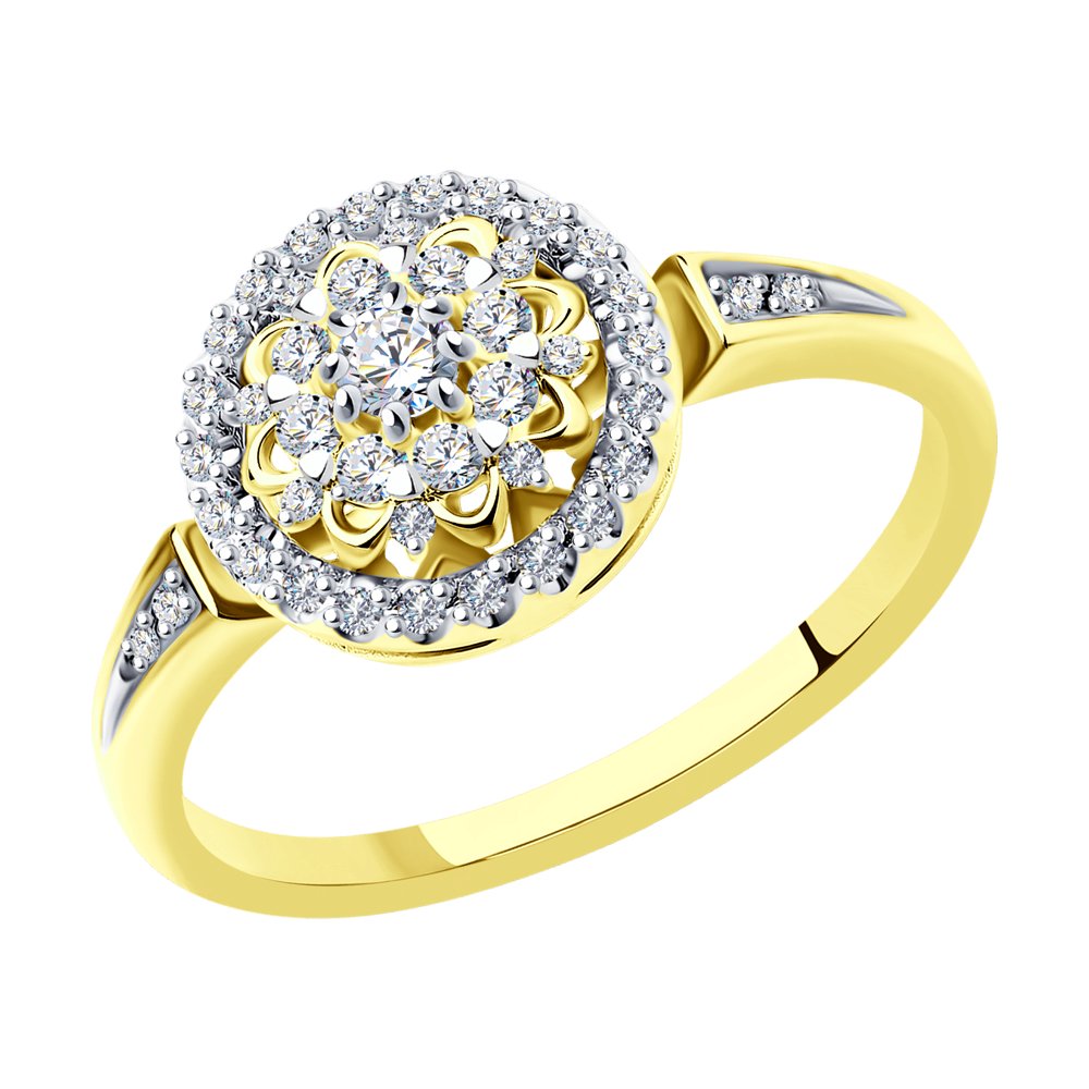 Inel din Aur Galben 14K cu Diamante, articol 1012140-2, previzualizare foto 1