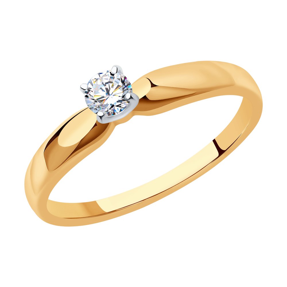 Inel din Aur Roz 14K cu Diamant, articol 1012135, previzualizare foto 1