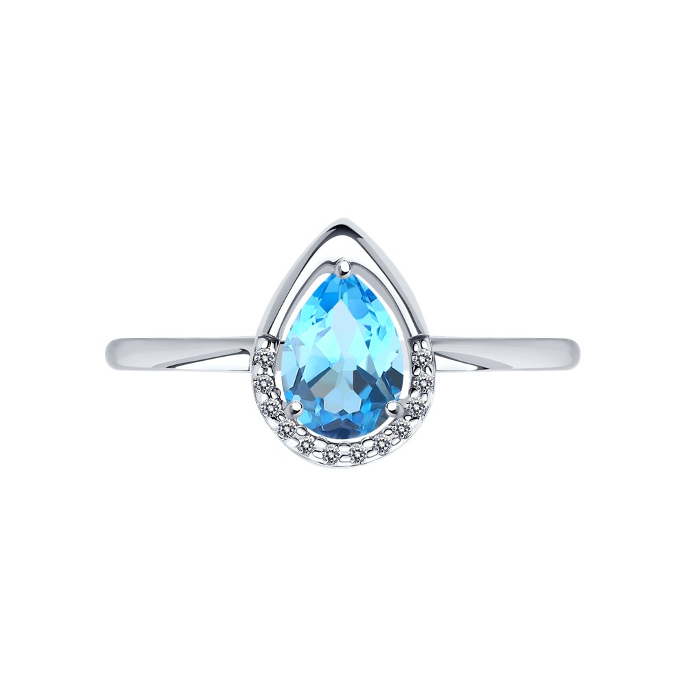Inel din Aur Alb 14K cu Topaz si Zirconiu, articol 715498-3, previzualizare foto 2