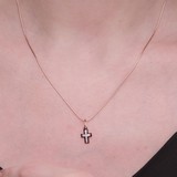 Pandantiv Cruce din Aur Roz 14K cu Diamante, articol 1030770, previzualizare video 2