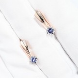 Cercei din Aur Roz 14k cu Diamante si Tanzanit, articol 6024081, previzualizare video 1