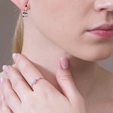Cercei din Aur Roz 14K cu Diamante , articol 1020960, previzualizare video 2