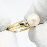 Inel din Aur Galben 14K cu Diamante si Perla, articol 8010059-2, previzualizare video 1