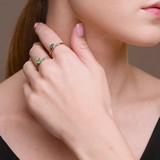 Inel din Aur Roz 14K cu Diamante si Smarald , articol 3010595, previzualizare video 1