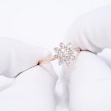 Inel din Aur Roz 14K cu Diamante si Opal, articol 6014191, previzualizare video 1