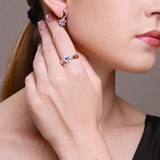 Inel din Aur Roz 14K cu Diamante si Tanzanit, articol 6014071, previzualizare video 2