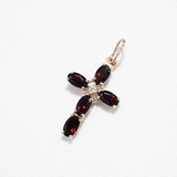 Pandantiv Cruce din Aur Roz 14K cu Granat si Zirconiu, articol 732166, previzualizare video 1