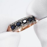Inel din Aur Roz 14K cu Diamante si Safir, articol 2011066, previzualizare video 1