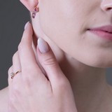 Cercei din Aur Roz 14K cu Diamante si Rubin, articol 4020054, previzualizare video 2