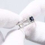Inel  din Aur Alb 14K cu Diamante si Safir, articol 2011160, previzualizare video 1