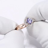 Inel din Aur Roz 14K cu Diamante si Tanzanit, articol 6014121, previzualizare video 1