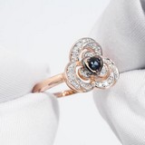 Inel din Aur Roz 14K cu Diamante si Safir , articol 2011168, previzualizare video 1