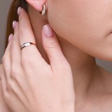 Cercei din Aur Roz 14K cu Diamante , articol 1021058, previzualizare video 2