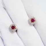 Cercei din Aur Roz 14K cu Diamante si Rubin, articol 4020413, previzualizare video 1